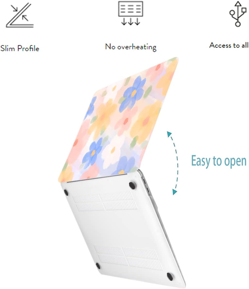 LanBaiLan Compatible for MacBook Pro 13 inch with Touch Bar 2022 2021 2020 2019 2018 2017 2016 Release M1 M2 A2338 A2289 A2251 A2159 A1989 A1706 A1708 Protective Case & Keyboard Cover, Paint Flower