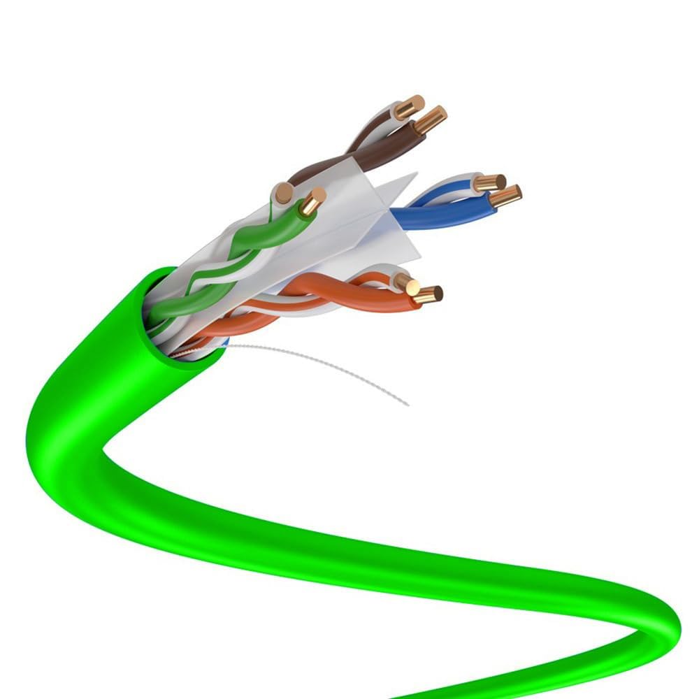 DRIPSTONE CAT6 Ethernet Cable 1000ft Bulk Network LAN Wire 23AWG Solid UTP 550MHz High-Speed Internet Cable Gaming, Streaming, Office, Home Use, Pull Box, Cat6 Bulk, Stable Connectivity - Neon Green