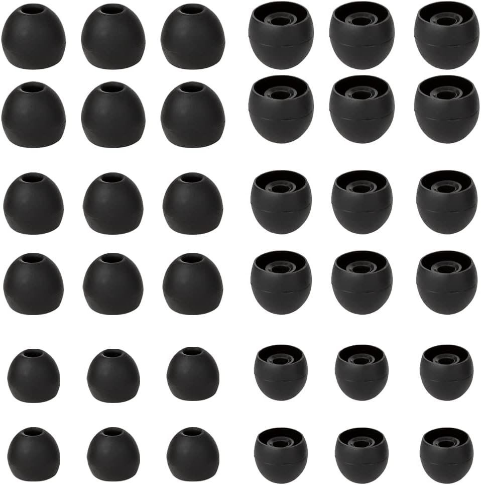 18 Pairs Silicone Earbud Tips Replacement Ear Tips Earbuds Cap for in- Ear Headphones Eartips (Inner Hole from 3.8mm-5.5mm Earphones) Earbud Replacement Tips Ear Buds Tips S M L,Black