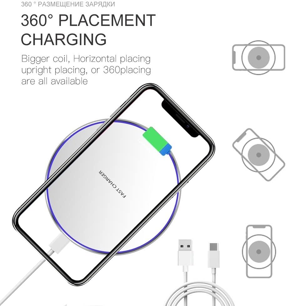 Fast Wireless Charger,20W Max Wireless Charging Pad Compatible with iPhone 16/15/14/13/12/SE/11/Pro,AirPods;FDGAO Induction Charge Mat for Samsung Galaxy S25/S24/S23/S22/Note,Pixel/LG G8