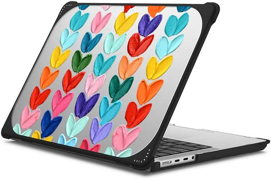 CASETiFY Bounce MacBook Pro 16-inch (M3/M4) Case [Enhanced Protective Corner Design/Ventilation Cutouts/Anti-Slip Grip] - Clear Polka Daubs Hearts - Clear Black