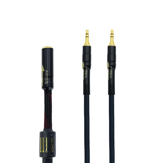 Arklove 1ft Shielded 1/8" aux Input 3.5mm Female to 2X 3.5 Output Splitter Stereo Video Audio Cable Out 3.5 Male to Two 3.5 Male in Dual Speaker Cord 24k Gold Plated