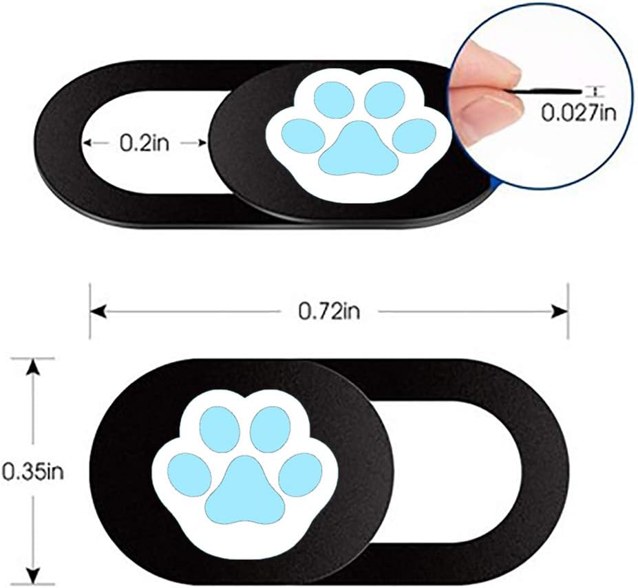 Webcam Cover 3 Pack Slide Ultra Thin Laptop Camera Cover for Echo Show, Phone, Computer, Tablet, Mac Air, Chromebook, PC - Paw Paw Black