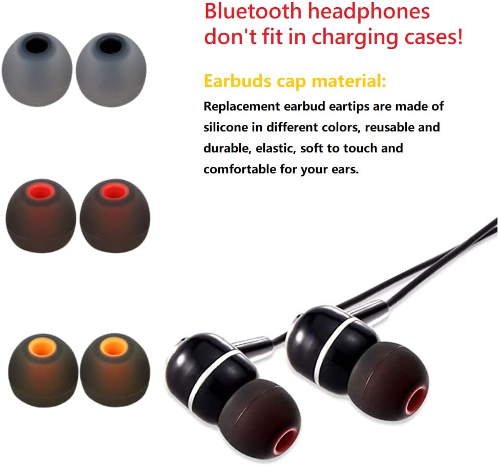 Earbud Silicone Ear Tips Earbuds Replacement Ear Tips Gels Bud for Popular in-Ear Headphones Other Inner Hole from 3.8mm - 5.1mm Earphones 9 Pairs S/M/L