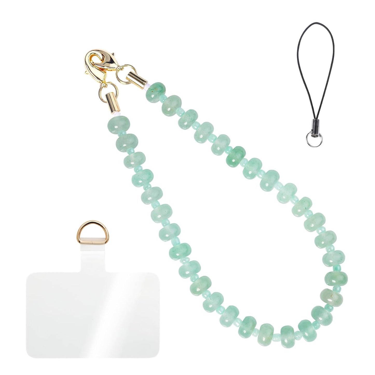 Handmade Natural Gemstone Beaded Charm Cell Phone Camera Lanyard, Wrist Strap, Phone Chain String, Keychain Decor for Wallet, Stanley Cup Accessories (Green Aventurine)