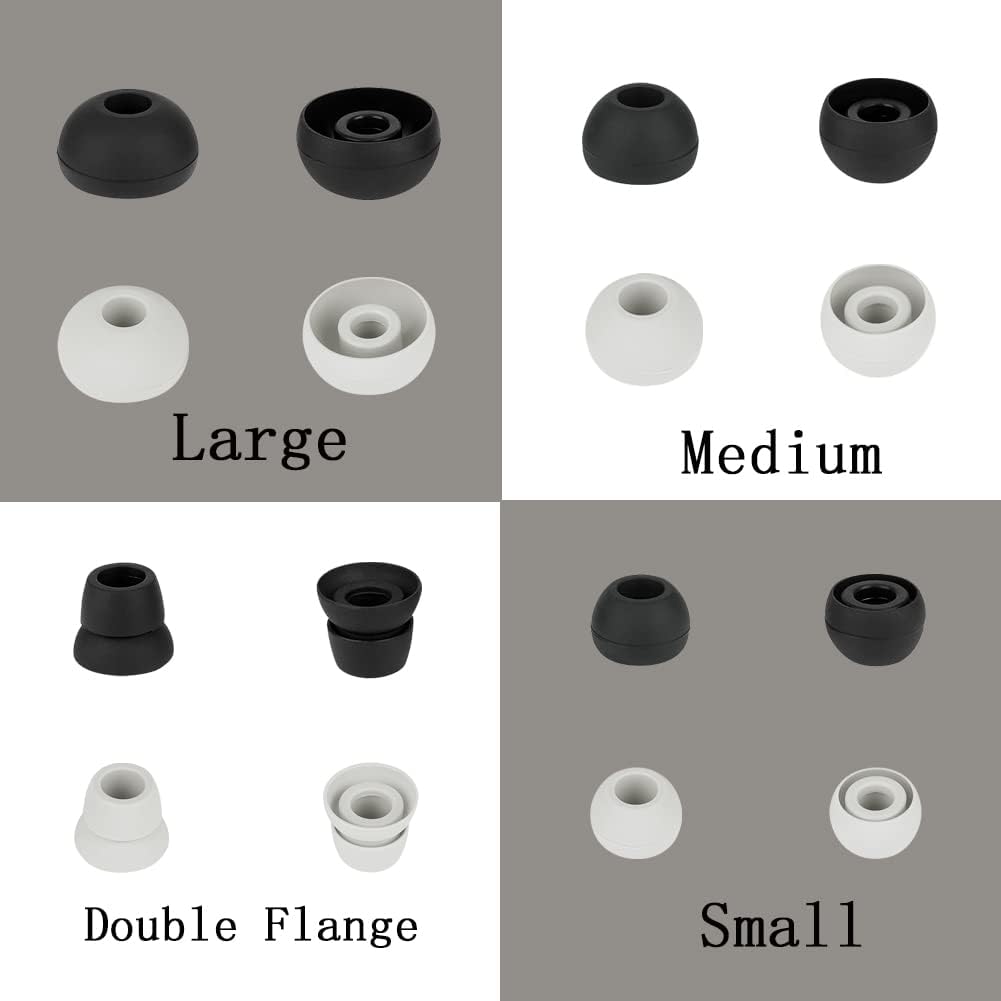 8 Pairs Replacement Earbud Tips Earbud Covers Silicone Tips Compatible with Powerbeats 1/2/3 Wireless Beats by Dre Headphones,Earbud Replacement Tips(Black+Light Gray)