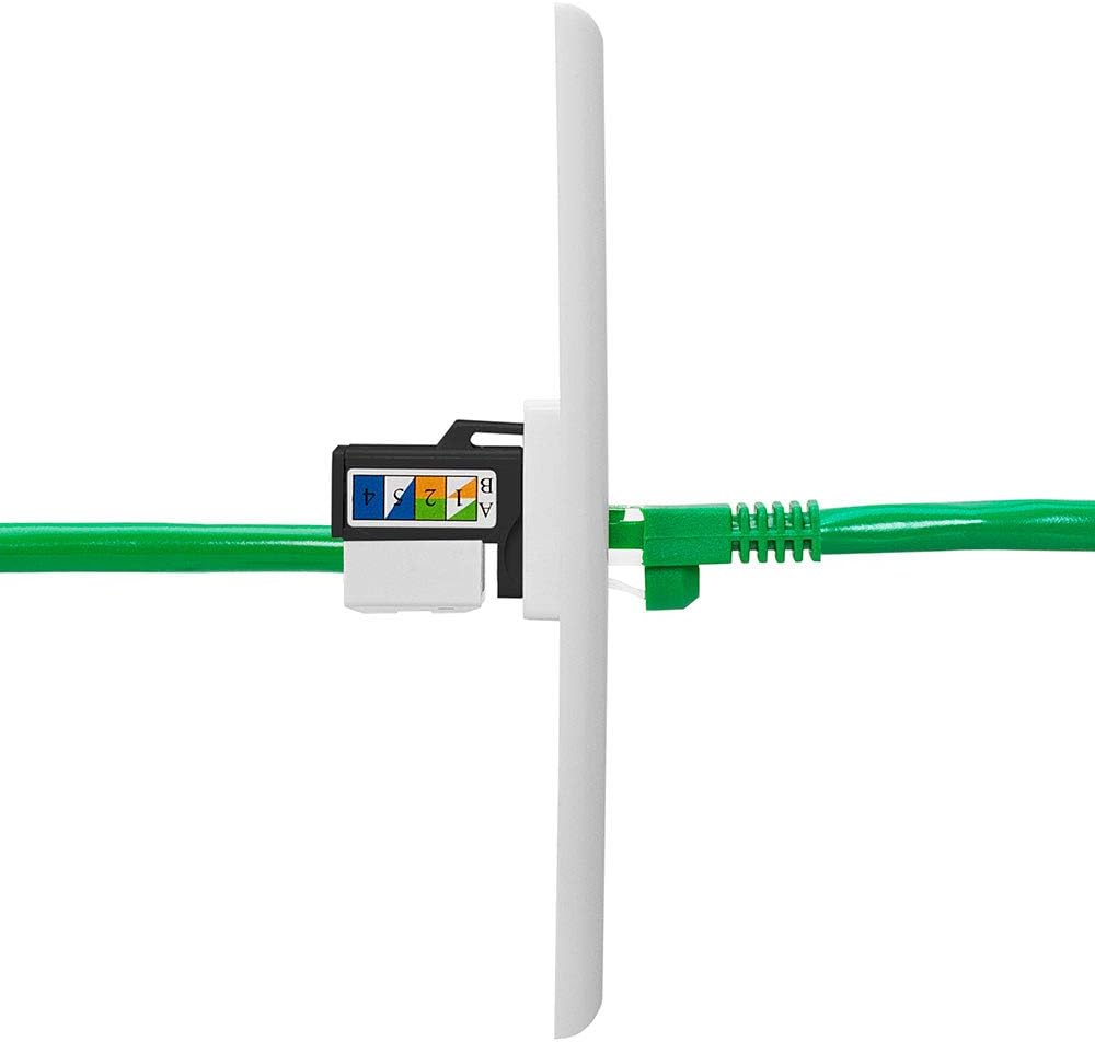 Cmple - RJ45 Keystone Jack 90 Degree Cat5e Keystone Jack Insert Punch Down RJ45 Connectors Female for Wall Plates, Patch Panels, Patch Cables, Ethernet Cables - Black