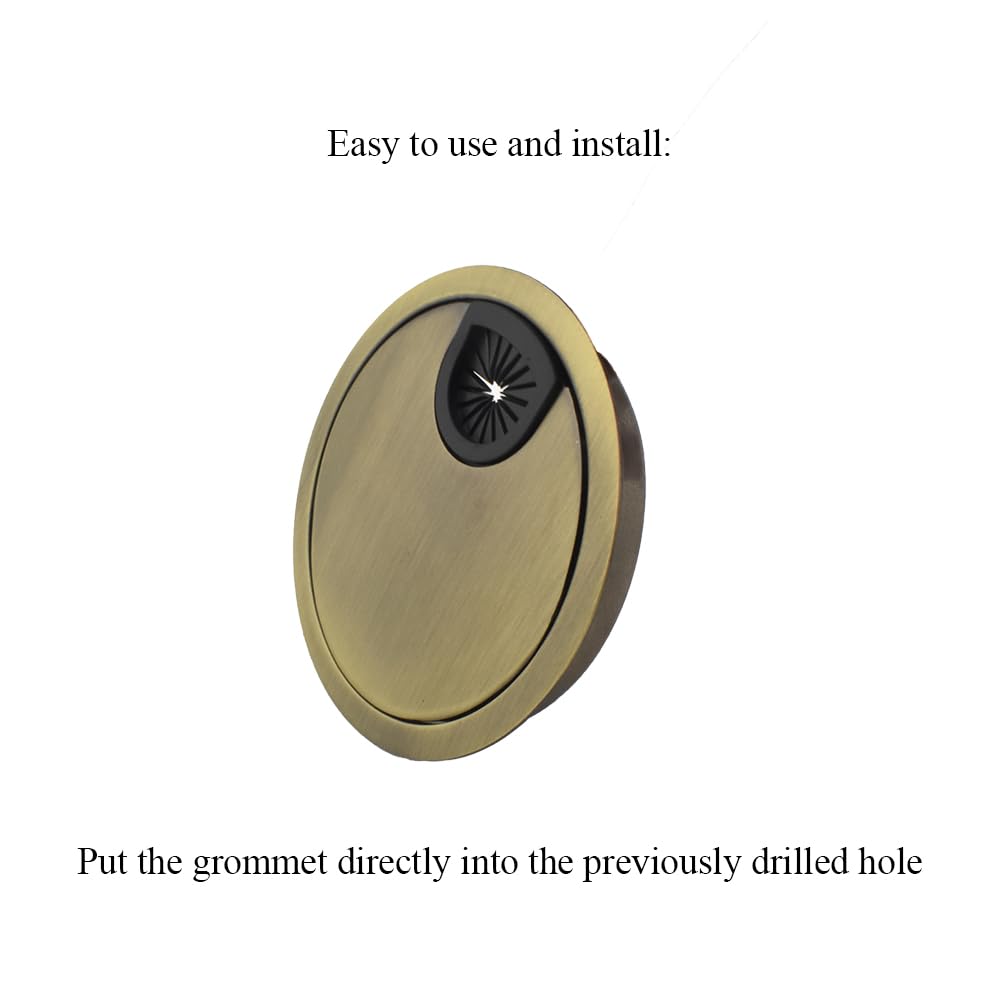 HAHIYO 1Pcs 3.15Inch/80mm Bronze Zinc Alloy Desk Grommet Wire Grommet Cable Management Cord Hole Cover Desk Wire Hole Insert Wire Organizer for Computer Office Home School Equipment Systems