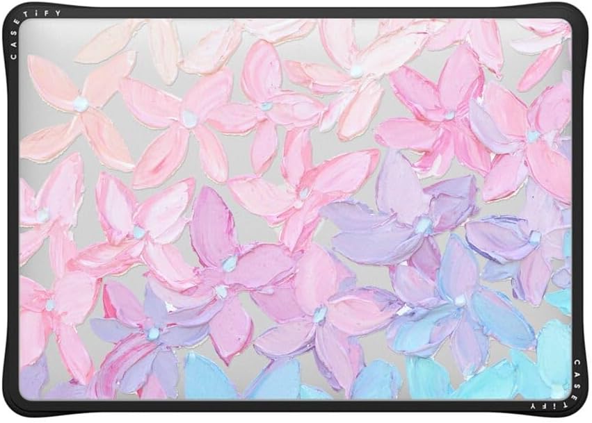 CASETiFY Impact MacBook Air 13" (M1/Intel) Case [Cushioned Impact Corners/Scratch-Resistant/Anti-Slip Grip] - Clear Hydrangea Blooms - Clear Black