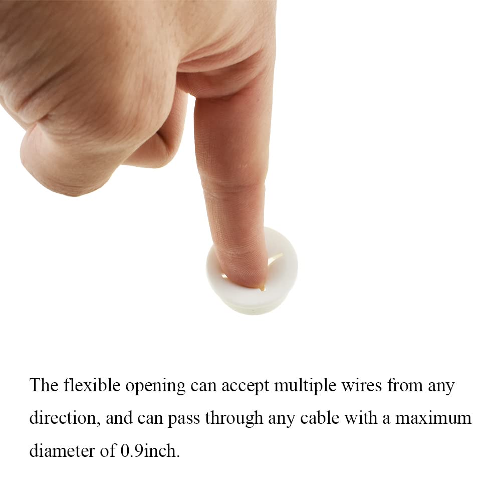 HAHIYO 4Pcs 1Inch/25mm White Flexible Rubber Desk Grommet Wire Grommet Cable Management Cord Hole Cover Desk Wire Hole Insert Wire Organizer for Computer Office Home School Equipment Systems