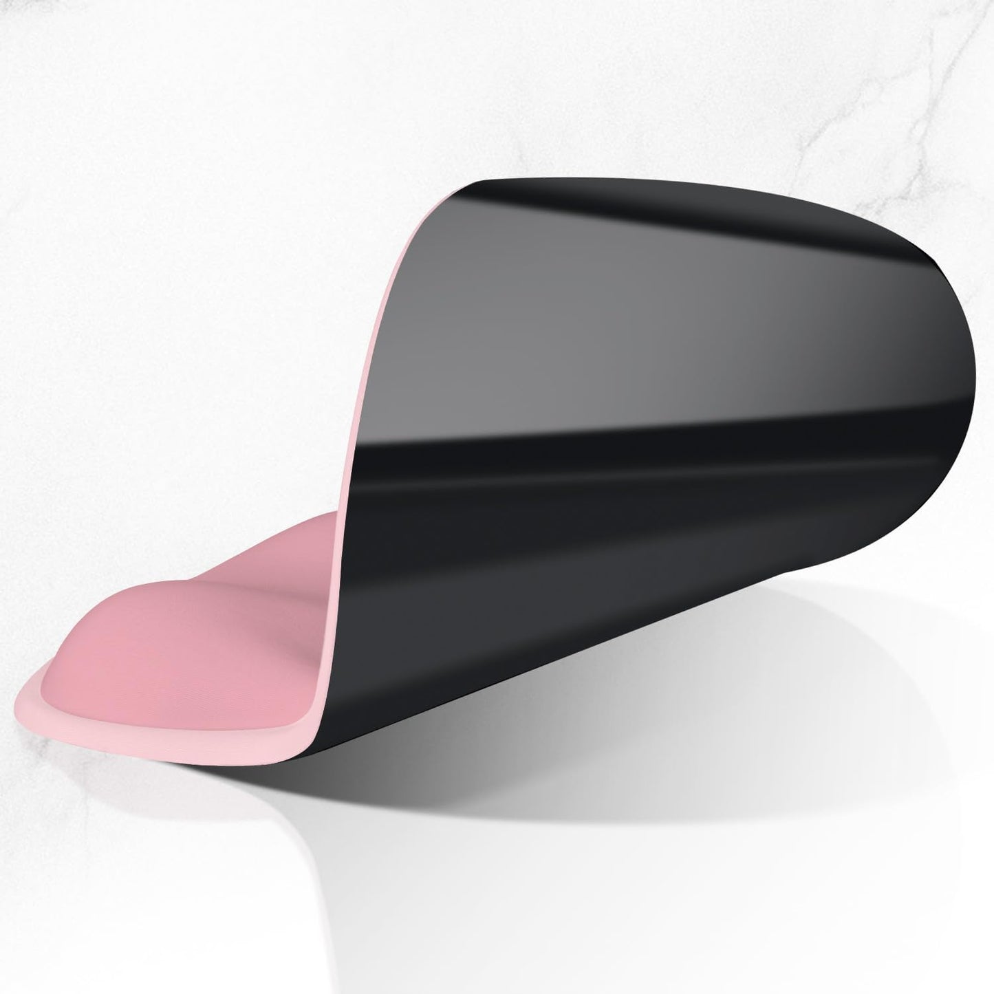 ITNRSIIET Ergonomic Mouse Pad with Wider Memory Foam Wrist Rest +17% - Curved Cushion Reduces Pressure 20%, Pain Relief, Non-Slip, Smooth, Cute Colors, 9.85 x 9 in, Pink Accent