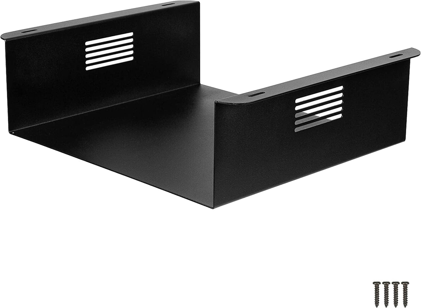 Ilyapa Under Desk CPU Mount, Steel Under Desk Computer Mount Vented Sides, PC Wall Storage, Laptop Stand, Shelf for Office Storage, 4x12x11 Inches