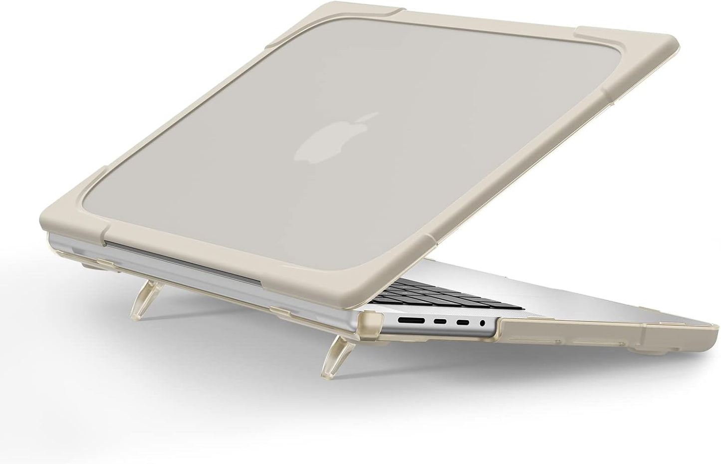 Batianda Compatible with New MacBook Pro 16 inch Case 2024 M4 Chip 2023 2021 Release with M3 M2 Pro Max, Heavy Duty Protective Plastic Hard Shell with Fold Kickstand & Keyboard Cover Protector, Khaki