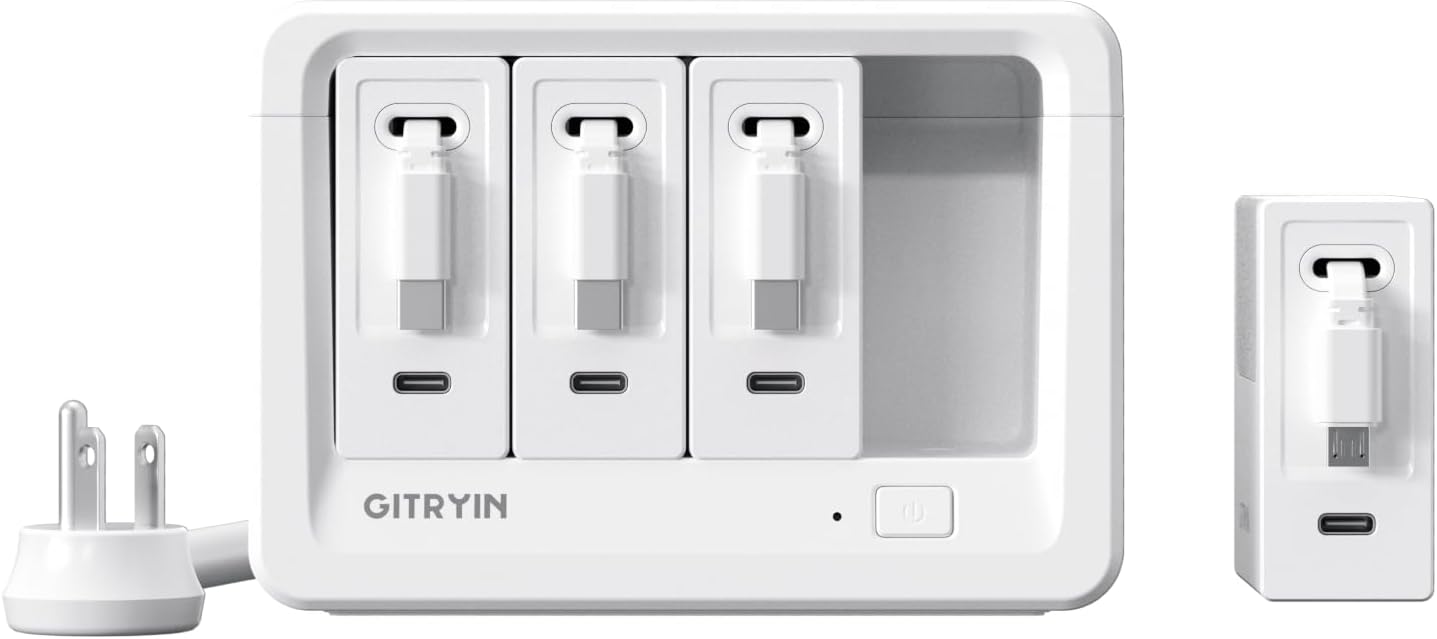 Gitryin 1 Micro USB Retractable Wall Charge and 11-in-1 Desktop Charging Station with 3 Type-C Retractable Wall Chargers