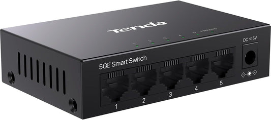 Tenda TEG205E, 5 Port Managed Gigabit Switch, Easy Smart Managed, Base-T Ports, Desktop/Wall-Mount, VLAN/IGMP/LAG/QoS, 10Gbps Switching Capacity, Fanless Metal Design