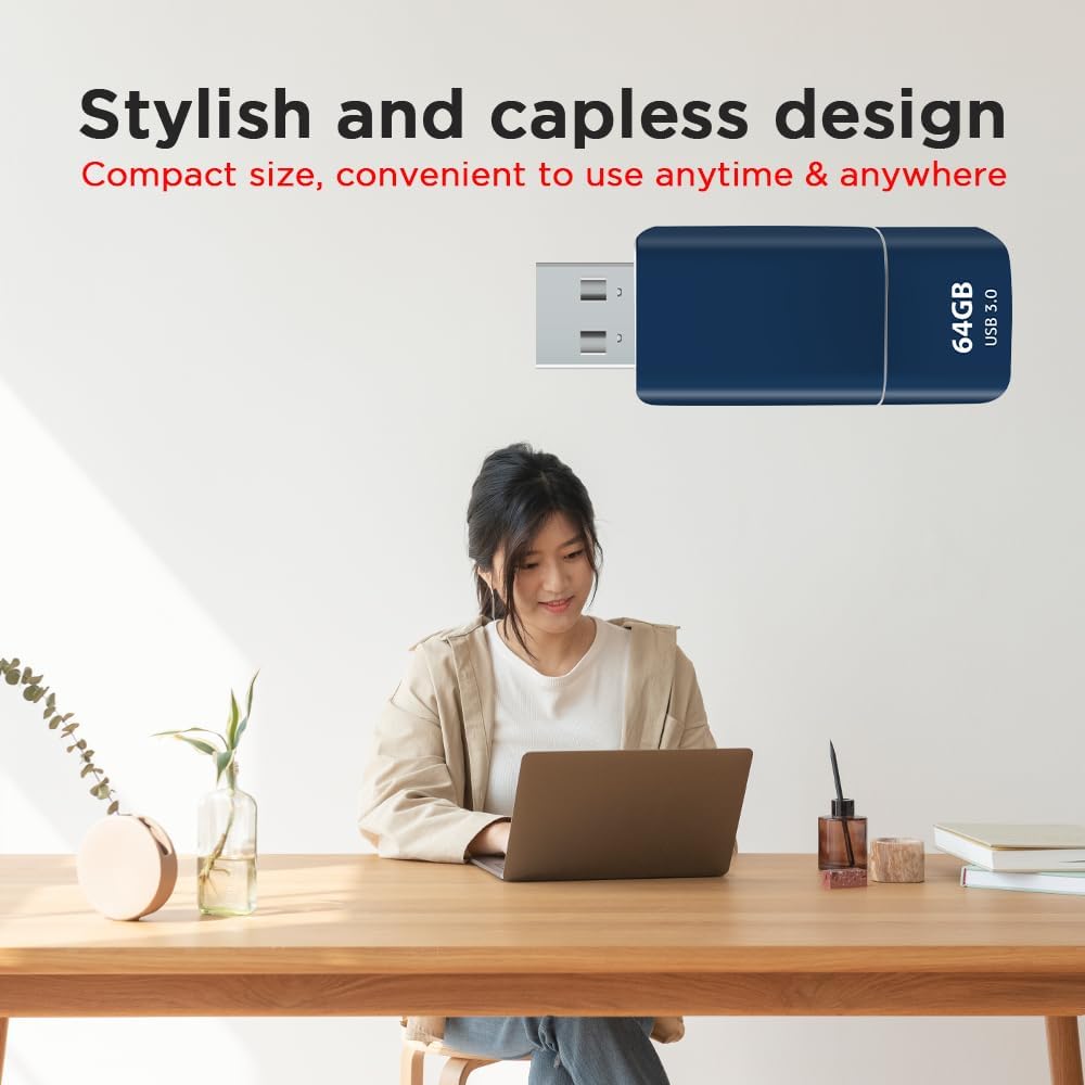 GIGASTONE 64GB Flash Drive (100 Pack) Z60NB USB 3.2 Gen 1, Ultra Fast, Retractable Capless Slider Design, Data Storage, Backup for PC/Mac/TV/Car Audio, USB 2.0/3.0/3.1 Compatible (Random Color)