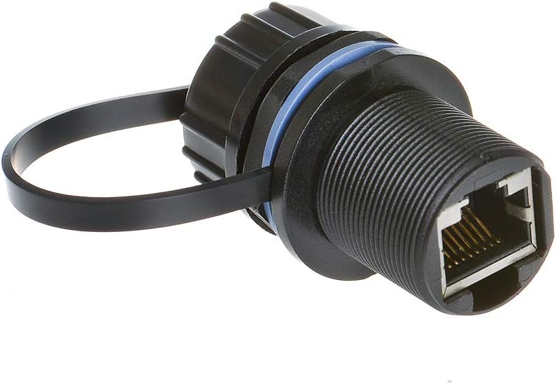 5PCS Panel Mounting Shielded RJ45 Waterproof Cat5/5e/6 8P8C Connector Ethernet LAN Cable Connector Double Head Adapter with Waterproof/Dust Cap