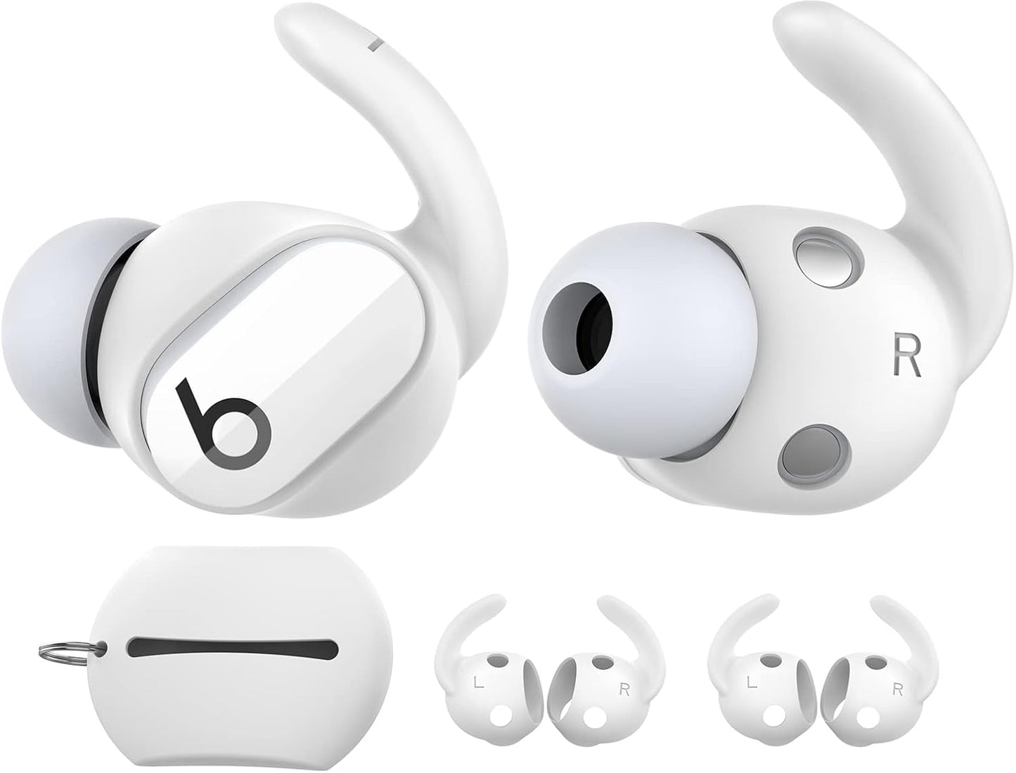 AhaStyle 3 Pairs Beats Studio Buds Ear Hooks Anti-Slip Ear Covers Silicone Accessories【Not Fit in The Charging Case】 Compatiable with New Beats Studio Buds 2021 (White)