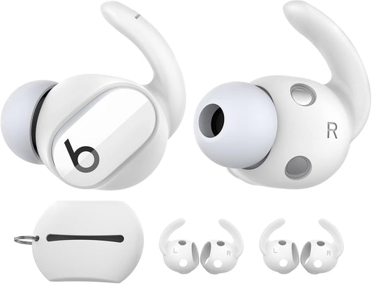 AhaStyle 3 Pairs Beats Studio Buds Ear Hooks Anti-Slip Ear Covers Silicone Accessories【Not Fit in The Charging Case】 Compatiable with New Beats Studio Buds 2021 (White)