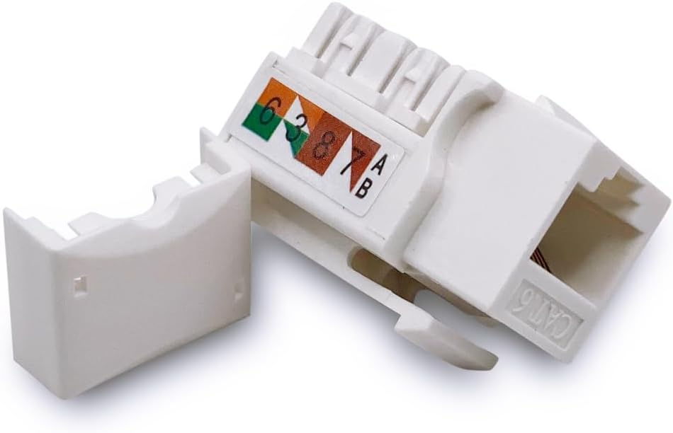 Cat6 Keystone Jack - [UL Listed] - Ethernet Wall Jack - Network Coupler - Cat5/5e/6 Compatible - 100-Pack