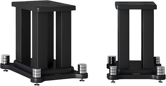 A Pair of Universal Speaker Stands, Heavy Duty Speaker Stands Holds Bookshelf Speaker Satellite Speaker Large Speaker, Vibration-Absorbing MDF Design, Holds 88lbs Speaker (Black, 20cm/7.8in)