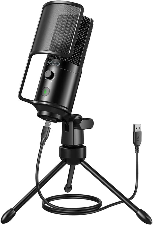 FIFINE Podcast Recording Microphone, PC USB Condenser Microphone for Streaming Vocal Music, Computer Desktop Mic with Mute Button for Windows/Mac OS-K669PRO1