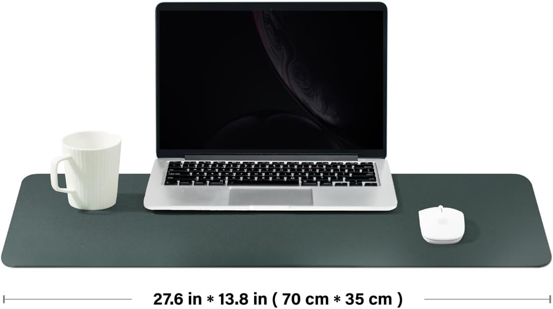 Cork Desk Mat - Dual-Sided Desk Pad for Office and Home - Desk Organization and Accessories - Ideal for Large Mouse Pad and Desk Mats on Top of Desks(Dark Green,27.6"x 13.8")