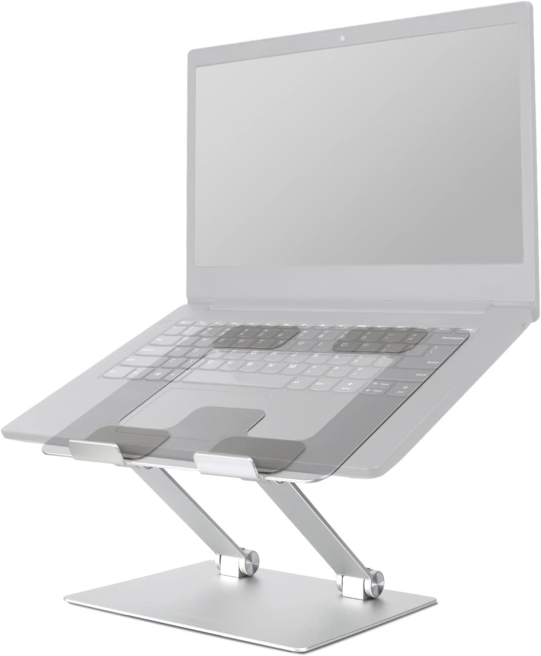Amazon Basics Sturdy and Portable Ergonomic Laptop Stand for Desk, Adjustable Riser, Fits all Laptops and Notebooks up to 17.3 Inch, Silver, 10 x 8.7 x 6 in