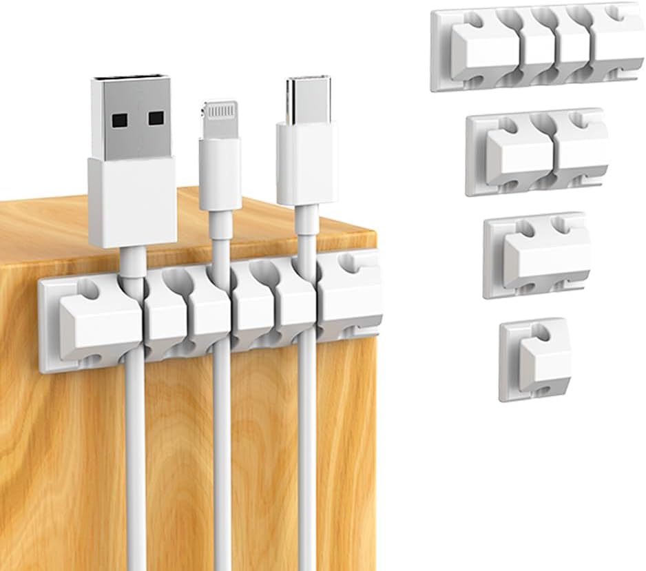 ELII 327PCS White Cable Management Kit 4 Cable Cable Sleeves, 65 Cable Clips with 13Cord Holders,20+5Roll Cable Organizer Straps,200 Fastening Cable Ties,20 Cable Zip Tie Mounts for Computer (White)