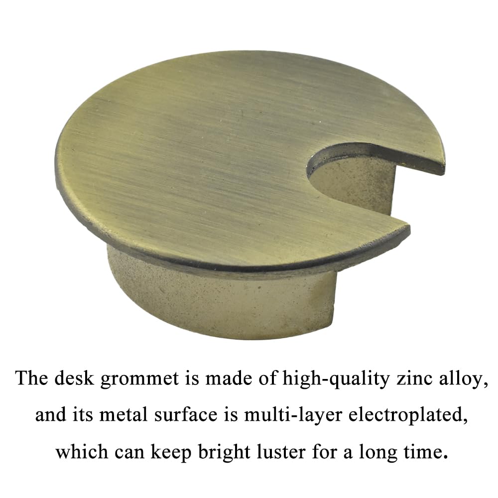 HAHIYO 2Pcs 1.38Inch/35mm Bronze Zinc Alloy Desk Grommet Wire Grommet Cable Management Cord Hole Cover Desk Wire Hole Insert Wire Organizer for Computer Office Home School Equipment Systems