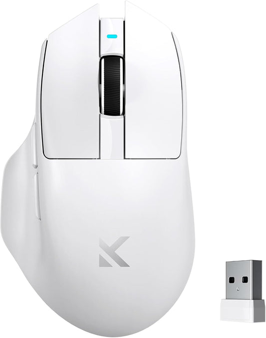 G7 Lightweight Ergonomic Wireless Mouse, PAW3311 12K DPI Sensor, Tri-Mode Connection, Wireless/Wired 1K Polling, 55g Weight, 800mAh Bettery (White)