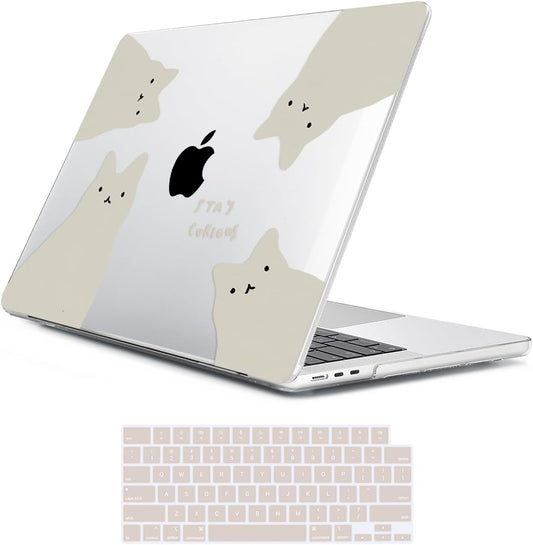 for 2025 2024 2023 2022 MacBook Air 13 inch Case M4 A3240 M3 A3113 M2 A2681 with Touch ID& 13.6" Liquid Retina Display, Plastic Hard Shell&Keyboard Cover&Screen Film&Webcam Cover, Cats