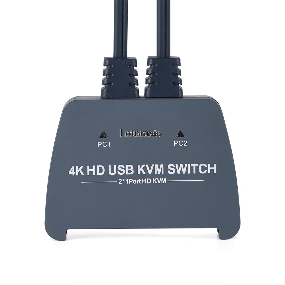 HDMI KVM Switch 1 Monitor 2 Computers,4K@60Hz KVM Switcher with 2 HDMI Cable and USB Ports for 2 Computers Share Keyboard Mouse Printer, Include Desktop Controller