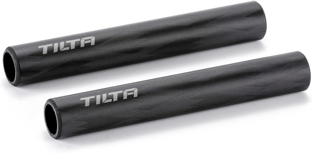 Tilta 2X Carbon Fiber Rods 15mm for Rail Support System | Increased Strength | Limited Reflection | Lightweight | DSLR Shoulder Rig, Camera Stabilizer Cage, Matte Box (10cm)