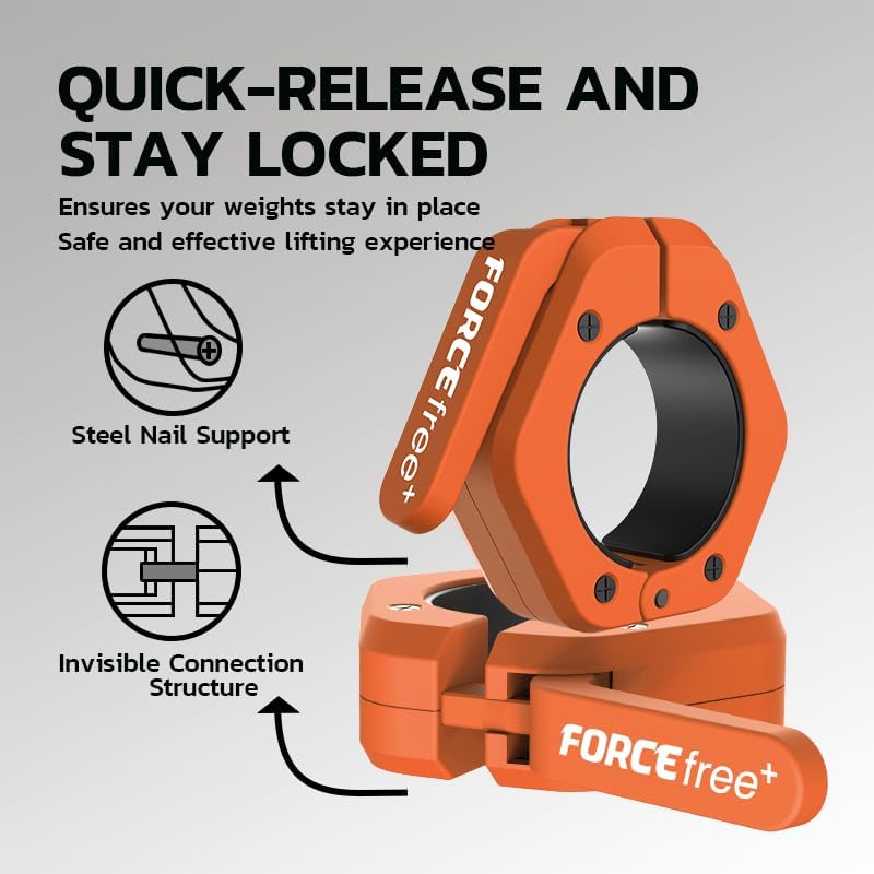 Barbell Clips (Pair), Barbell Clamps, Quick Release Olympic Barbell Clamps with Anti Slip TPR Grip, Barbell Collars for Secure Weightlifting & Powerlifting