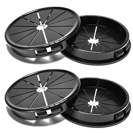 4PCS Cable Grommets, 2-9/16"(65mm) Desk Hole Cover Petal Shaped Buckle Type Nylon Snap Bushing Grommet, Wire Hole Cover Insert for Cables and Cords Management and Protection of Cabinet, Black