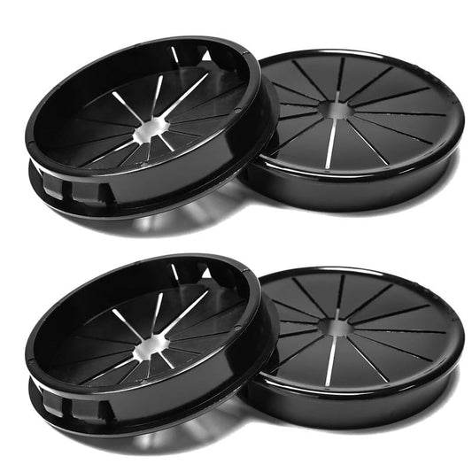 4PCS Cable Grommets, 2-1/2"(63mm) Desk Hole Cover Petal Shaped Buckle Type Nylon Snap Bushing Grommet, Wire Hole Cover Insert for Cables and Cords Management and Protection of Cabinet, Black