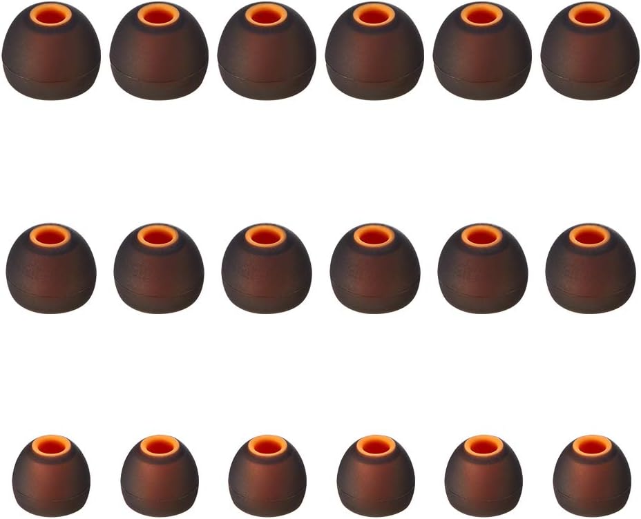 Earbud Tips Soft Silicone Earbuds Replacement Tips Fit for in-Ear Headphones(Inner Hole from 3.8mm - 4.2mm Earphones) 9 Pairs S/M/L,Black/Orange