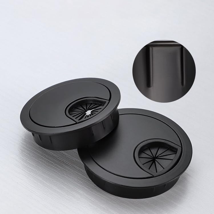 Desk Grommet for Wire Organizer,PC Computer Desk Plastic Grommet Cord, Tidy Cable Hole Cover Organizers,2 Pack (53mm, Black)