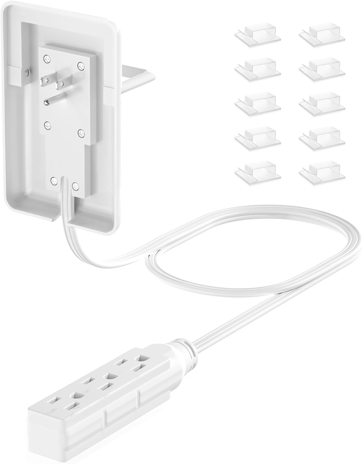 6FT Ultra Flat Plug Extension Cord with 3 Outlets, Ultra-Thin Outlet Cover Power Bar, Universal Size Flat Plug Power Strip, Child & Pet Safe, 1625W