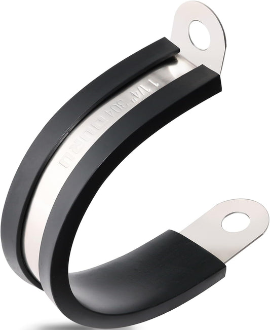 50PCS Cable Clamps 1-1/4 Inch 304 Stainless Steel Cable Clamps Rubber Coated Cushioned Insulated Cable Clamp,Automotive Wire Clamps,Pipe Clamps,Metal Clamp for Tube,Wire Cord Installation(32mm)