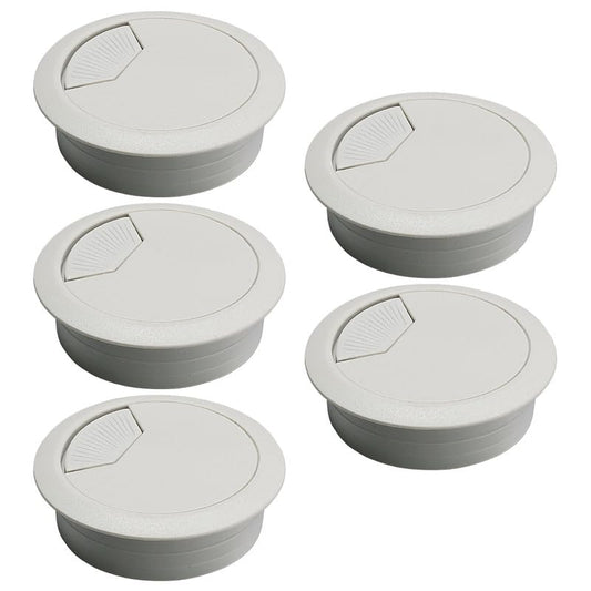 5 Pcs Desk Grommet 2-1/16" / 53 mm, Desk Cord Hole Cover, Cable Grommet ABS Plastic, Desk Hole Grommet for Home & Office Pc, Detachable Adjustable Cable Cord Organizer-Light Grey