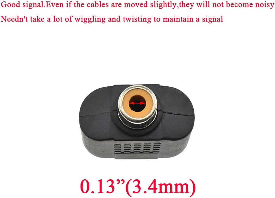 Hahiyo 3 RCA F-2x3.4 RCA F Stereo Plug Interconnect Audio One Male 3.4mm(1/8inch) Two Male 3mm(1/8inch) Adapter Splitter Good Signal Sound Snap Tight Not Wobble for Headphone Guitar Black 2pcs