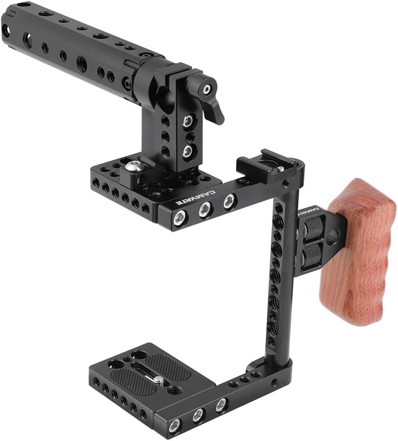 CAMVATE DSLR Camera Cage Top Handle Wood Grip Compatible for Sony Panasonnic - 1175