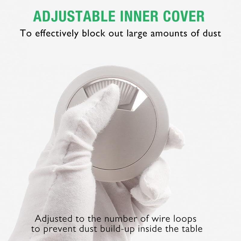 5 Pcs Desk Grommet 2" / 50 mm, Desk Cord Hole Cover, Cable Grommet ABS Plastic, Desk Hole Grommet for Home & Office Pc, Detachable Adjustable Cable Cord Organizer-Silvery