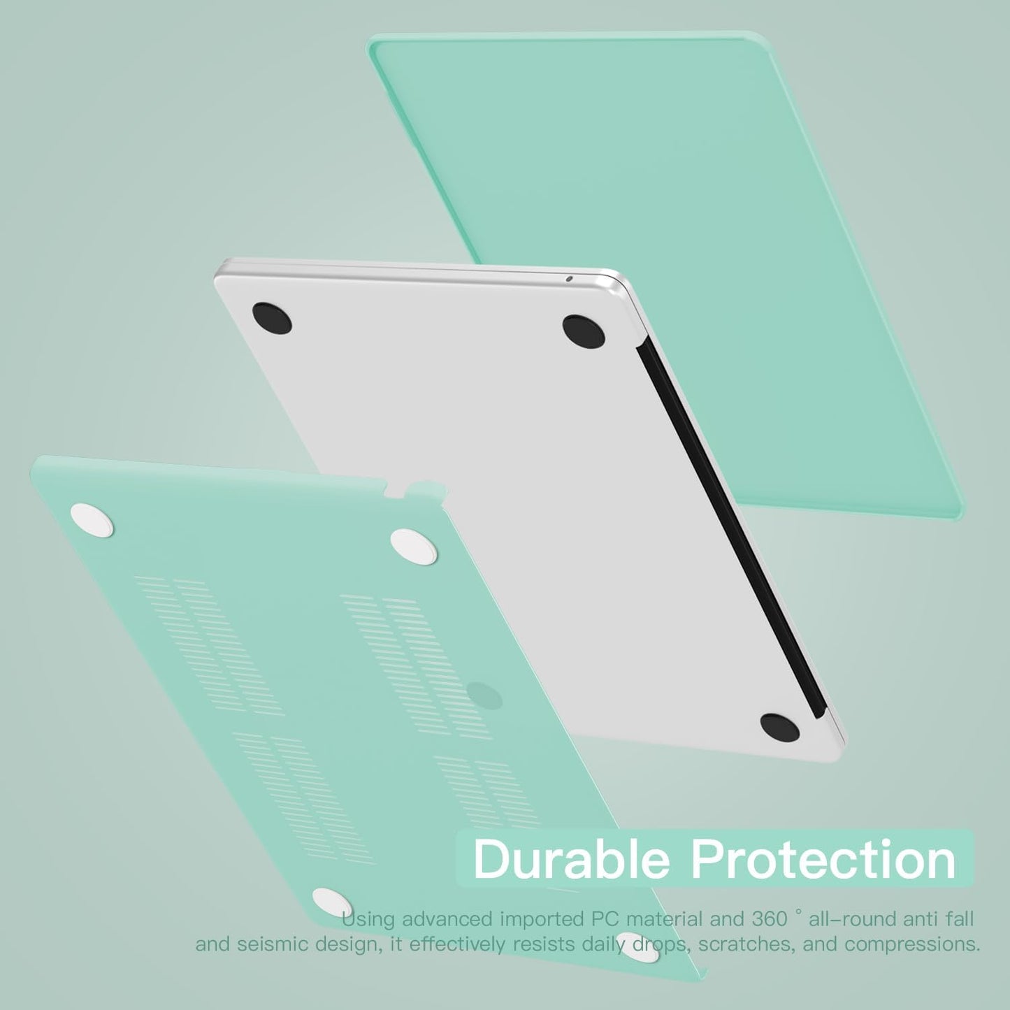 CISSOOK Compatible with MacBook Air 13.6 Inch 2025 2024 2022 Model A3240 A3113 A2681, Plastic Hard Shell Case with Keyboard Cover USB Adapter for MacBook Air 13 M4 M3 M2 Chip, Frosted Green