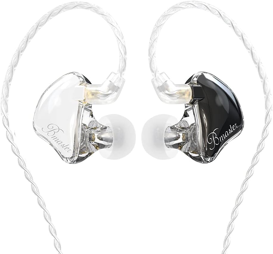 BASN in-Ear Monitors, Bmaster Triple Driver HiFi Stereo Noise-Isolating with Enhanced Bass for Musicians Stage/Audio Recording(PRO White/Black)