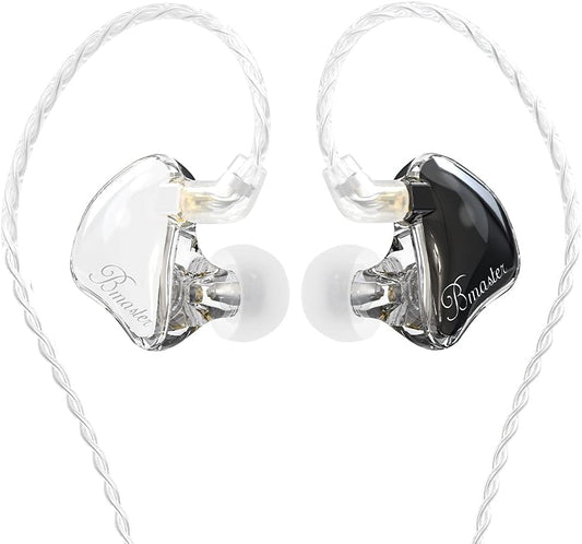 BASN in-Ear Monitors, Bmaster Triple Driver HiFi Stereo Noise-Isolating with Enhanced Bass for Musicians Stage/Audio Recording(PRO White/Black)