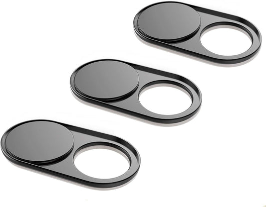 Webcam Cover Slide 0.027in Ultra Thin Metal Magnet Web Camera Cover for Macbook Pro Laptops Smartphone Mac PC Tablets for Echo Spot Show Protecting Your Privacy Security Black(3 packs)