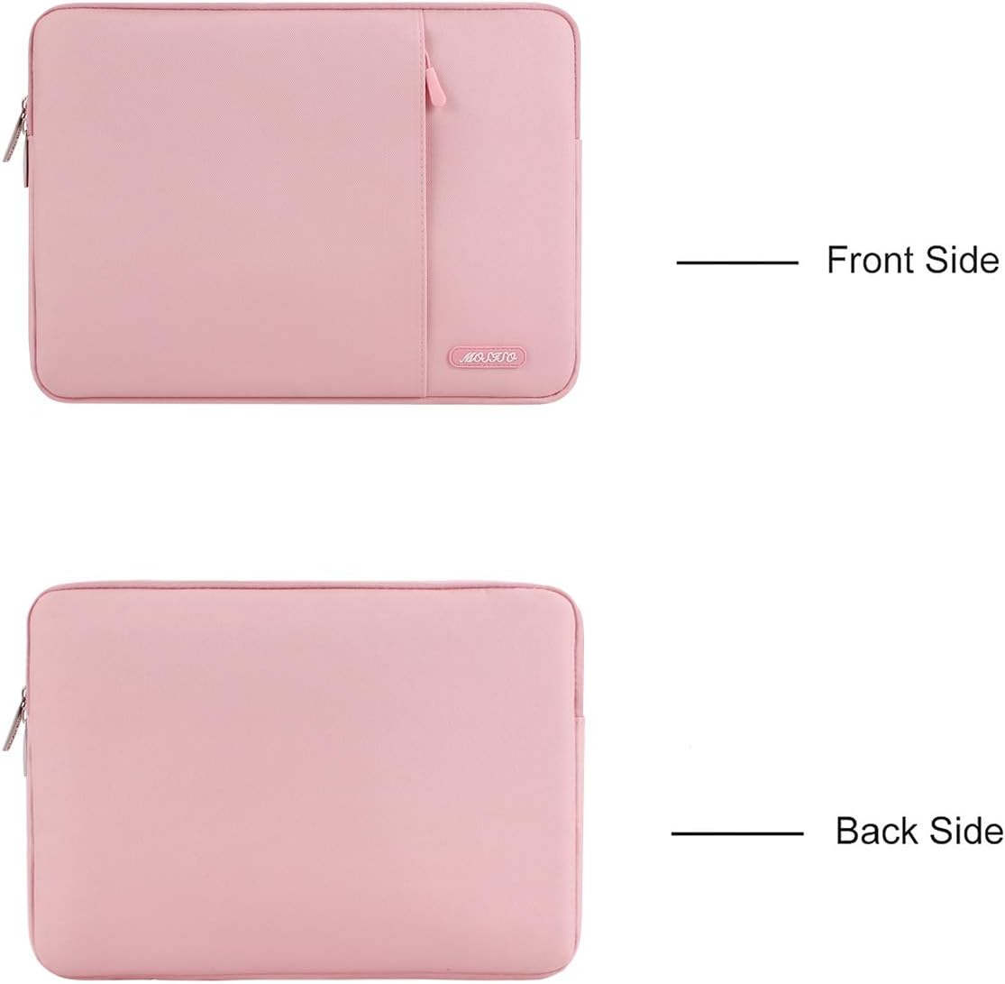 MOSISO Laptop Case 14 inch, 14 inch Laptop Sleeve Compatible with HP Lenovo Dell ASUS Acer, HP Stream, Dell Latitude, Lenovo IdeaPad, Polyester Vertical Computer Sleeve Bag with Pocket, Pink